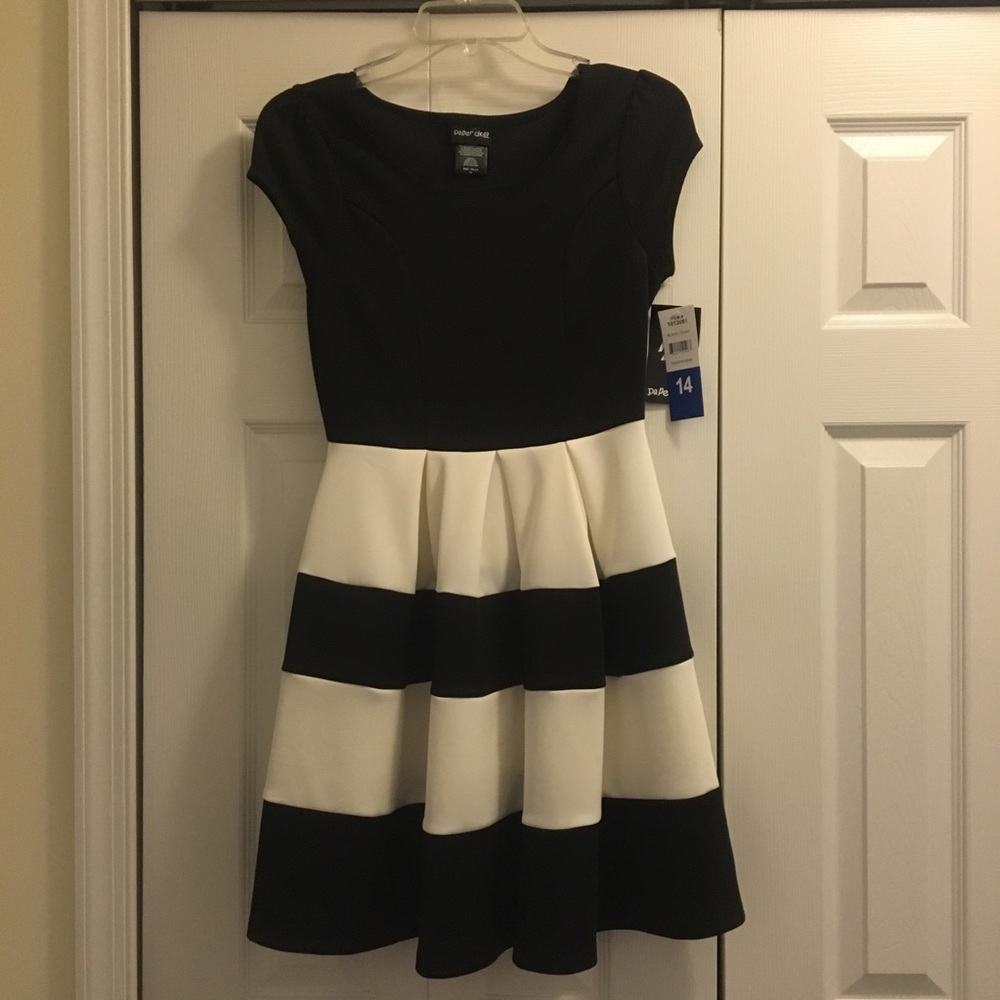 Paper Doll Black and White Pleated Dress